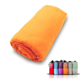 Super Quick Drying Microfiber Towel for Sport Gym, Travel and Beach, Absorbent and Ultralight (Orange, 75 x 130 cm)