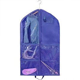 PVC Children's Garment Storage Bags for Dance Competition Costumes, 40 Inch Bags for Hanging Clothes with 4 Medium Transparent Zipper Pockets and 1 Large Back Zipper Pocket Ideal Garment Bags for Trav