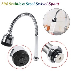 Kitchen Sink Faucet Tap with Flexible Pipe, 304 Stainless Steel Durable Swivel Spout Faucet Fittings, Single Handle Kitchen Faucet