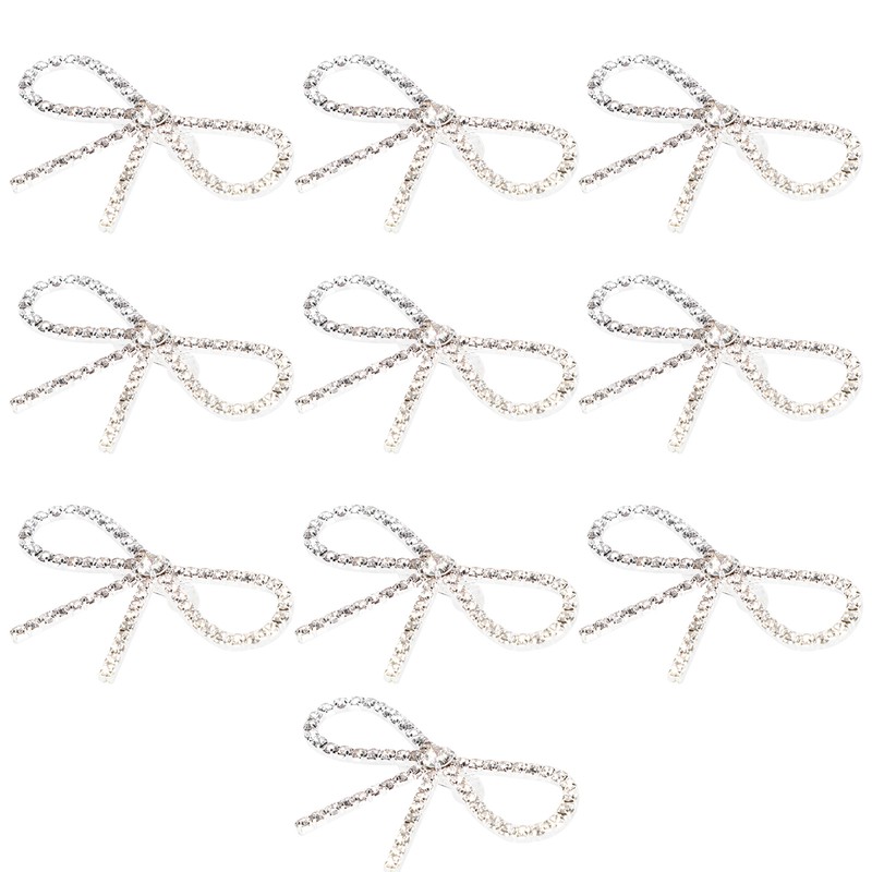 10Pcs Diamond Rhinestone Bow Glass Flash Brooch Claw Chain Suit