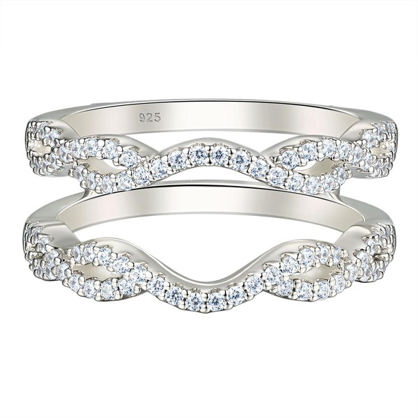 Wuziwen Sterling Silver Women's Ring Guard Enhancer for Engagement Rings
