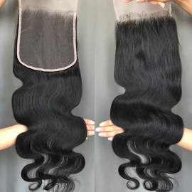 KRN 4x4 Skinlike HD Lace Closure, 0.11mm Ultra-thin Invisible Swiss HD Lace Closure Pre Plucked With Baby Hair Single Knots 12A Grade Brazilian Body Wave Closure Human Hair Free Part 24 Inch