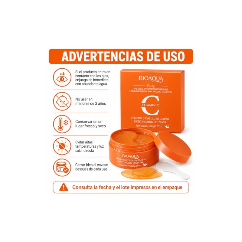 BIOAQUA Parches de Hidrogel para Ojos con Vitamina C y