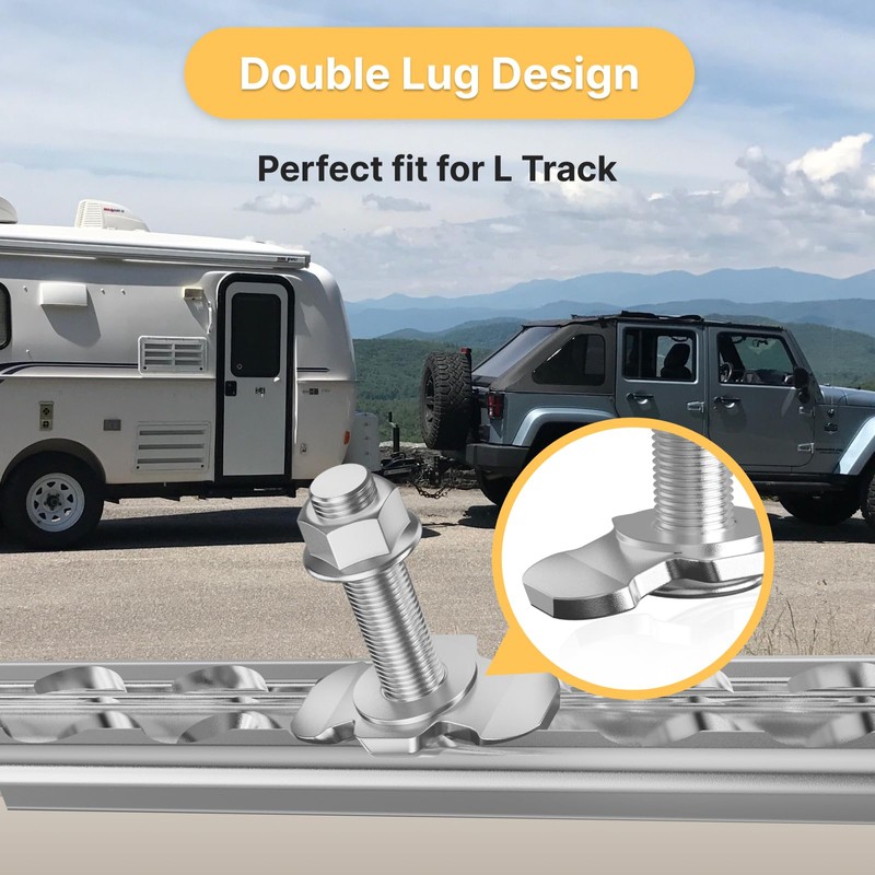 vandrabase 6 Pack L-Track Double Lug Threaded Stud Nut Fitting