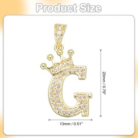 sourcing map A-Z Crown Initial Necklace, Alphabet g Pendant Gold Plated Cubic Zirconia Monogram Pendant Name Jewelry for Men Women DIY