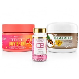 Kit Corporal Reductor Juveternal Lovycare Gel Toronja L-Carnitina + Gel Hamamelis Castaño De Indias ¡Cápsulas Colágeno Biotina de Regalo!