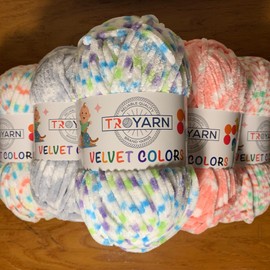 Troyarn Velvet Colors Chenille Baby Blanket Yarn Amigurumi Yarn for Crocheting and Knitting Super Bulky 100 gr (131 yds) (10222)