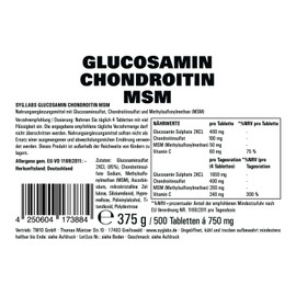 Glucosamin Chondroitin MSM + Vitamin C hochdosiert - 500 Tabletten für 4 Monate