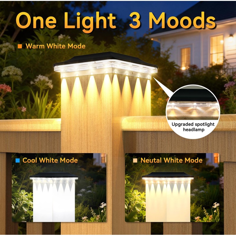 ZCXLIGHT Solar Post Cap Lights Outdoor 12 Pack, 4x4 Post