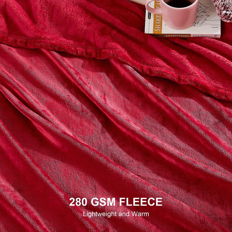 EHEYCIGA Fleece Blanket Red Throws for Sofas Fluffy Warm Soft
