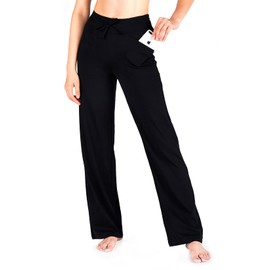Yogipace Petite Women's Loose Fit Wide Leg Yoga Pants Drawstring Lightweight Sweatpants with Pockets,27",Black,Size XS