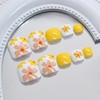 Daisy Flower False Toenails Glossy Yellow Press on Toenails Short