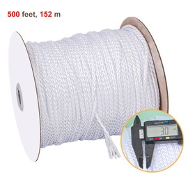 IHDYPPEW 1/8 Inch White Polyester Rope - 500 Foot White Low Stretch Polyester Rope for Hiking, Kayaking, Tarps, Camping