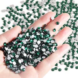 Beadsland Flatback Rhinestones Bulk,14400pcs Green Rhinestones for Nails Crafts Clothes DIY Decoration, Emerald, SS6, 1.9-2.1mm