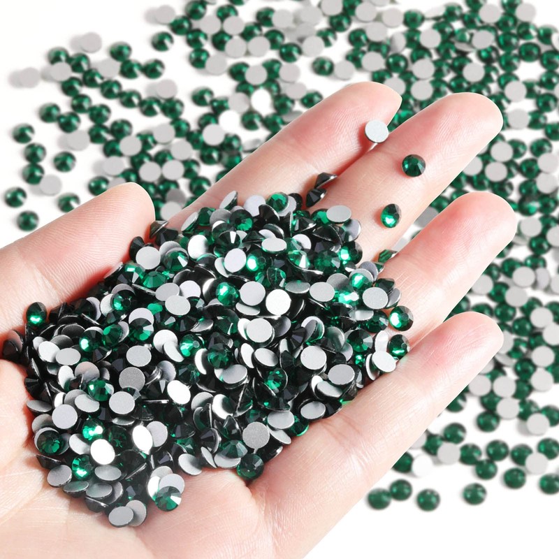 Beadsland Flatback Rhinestones Bulk,14400pcs Green Rhinestones for Nails Crafts Clothes