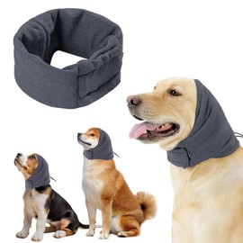 Yanmucy Dog Snood Adjustable Velcro Dog Ear Protectors for Anxiety Relief Pet Snood Ear Muffs for Dog Neck and Ears Warmer Pet Head Covers for Reducing Noise Protection Anti-Scaring (Grey, S)