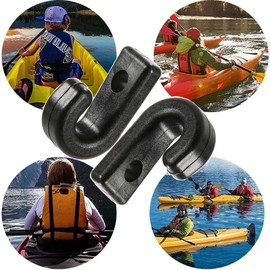 Eyech 50pcs Nylon Lashing Bungee Hook Kayak J Hooks J-Shaped Hooks for Safety Kayak Canoe Paddle Boats Bungee Cord Accessory