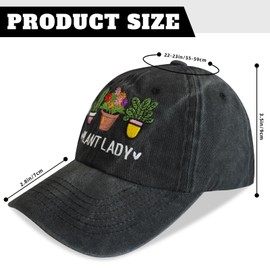 Didirlao Gardening Hat for Gardening Gifts for Women Adjustable Embroidered Baseball Cap for Gardeners Women or Wife Mom Grandma Black