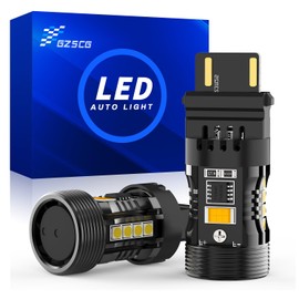 GZ5CG 3157 Switchback Led Bulbs Canbus Error Free Amber White Anti Hyper Flash 12V 28W 2000Lumen with Turbo Fan for Turn Signal DRL Parking Lights, Standard Socket, 2Pcs