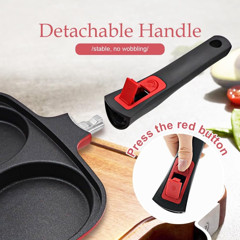Bobikuke Fried Egg Pan, 3 Section Egg Skillet with Detachable