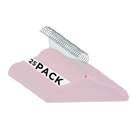 Simplify 25 Pack Kids Velvet Hangers | Slim | Non-Slip Design | Space Saving | Childrens Clothes | Shirts | Pants | Dresses | Baby Nursery | Closet Storage & Organization | Blush