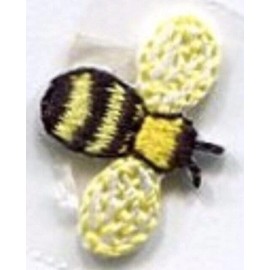 Unbranded iron on patch/applique Mini Bumble Bee - Yellow/Black  3/4" x 5/8"