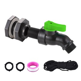 High Flow Rain Barrel Spigot Kit with Bulkhead Fitting，Rain Barrel Drain Valve for Rain Water Barrel, Water Tanks, 55 Gallon Drum ，3/4 GHT Outlet