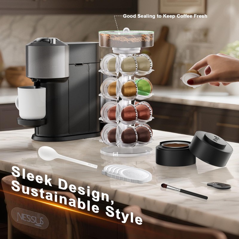 Nessus Vertuo Pods Holder for Nespresso Pods Vertuo, Reusable Pods