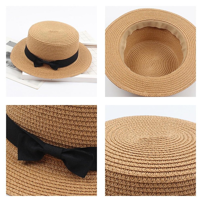 CLARAH wh170312201 Women's Straw Hat, Cankan Hat, Folding, Sun Protection,