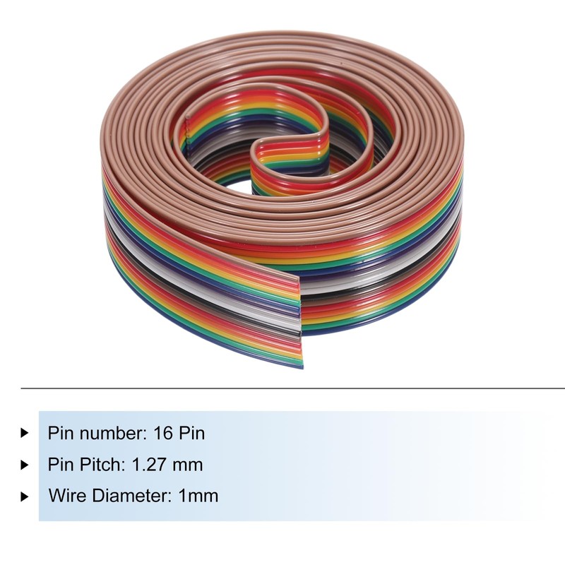 sourcing map 1 Pcs 16 Pin Flat Rainbow Ribbon Cable