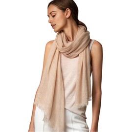 LA FERANI Summer Scarf Women's Cashmere Thin Neckerchief Stole 200 x 70 cm Light Transparent White Black Envelope Scarf Pashmina for Summer Spring Casual Business Style Wedding Gift for Her, cream