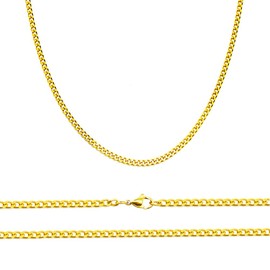 Aplstar Solid Gold Curb Chain Necklace 2mm thick 18ct Real Gold Plated 51cm