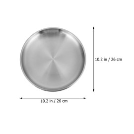 Cabilock 1 x Stainless Steel Tray Snack Plate Round Dinner Plate Fruit Tray Made of Metal Steaming Bowl Fruit Plate Flat Dinner Plate Dish Food Stainless Steel Round