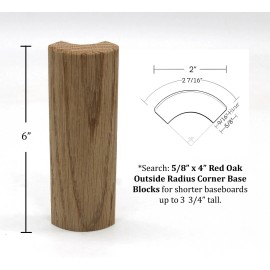 Bonneville Manufacturing 5/8" x 2" x 6" Red Oak Outside Radius Corner Base Block, Trim - 4