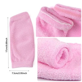 FIBOUND 2-Pair Moisturizing Elbow Sleeves - Hydrating Gel-Infused Arm Covers for Dry Skin Care, Spa & Home Beauty Treatments, Soft Elastic Support Sleeves (Pink)