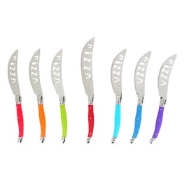 Laguiole 7-Piece Pizza Cutter Knife Set – Stainless Steel Knife Set – Smooth Cutting Pizza Knife Set – Dishwasher Safe Kitchen Knife Set – Luxurious Sharp Knife Set for Parties (Rainbow)