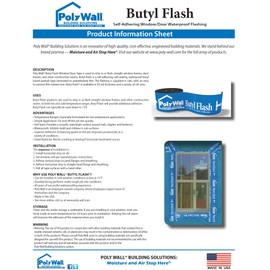 POLYGUARD Poly Wall - Butyl Flash Window Flashing Tape. Waterproof, Self Adhering, & Self Sealing. Made in The USA. Strip in or Flash Straight Window and Door Frames (12" x 100')
