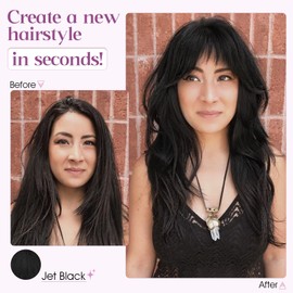 Bangs Hair Clip Human Hair,TESS Clip on Bangs 100% Human Hair,Wispy Bangs Fringe with Temples Invisible Clip in Bangs Human Hair for Women,Jet Black