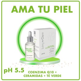 Lovy Care Serum Facial Coenzima Q10 + Ceramidas + TE VERDE Biogeneradora, Renovacion celular + pH 5.5 piel Sana