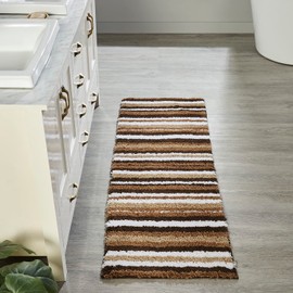 Better Trends Griffie Collection Premium Large Bathroom Rugs, Bathroom Carpet Runner, Quick-Dry & Washable Runner for Bathroom Floor,Long Bath Mat - Brown Bath Runner