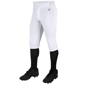 Youper 4T-9Y Toddler Elite Knicker Baseball Pants, Boys Knee-Length T Ball Pants Girls Softball Pants (White, Large)