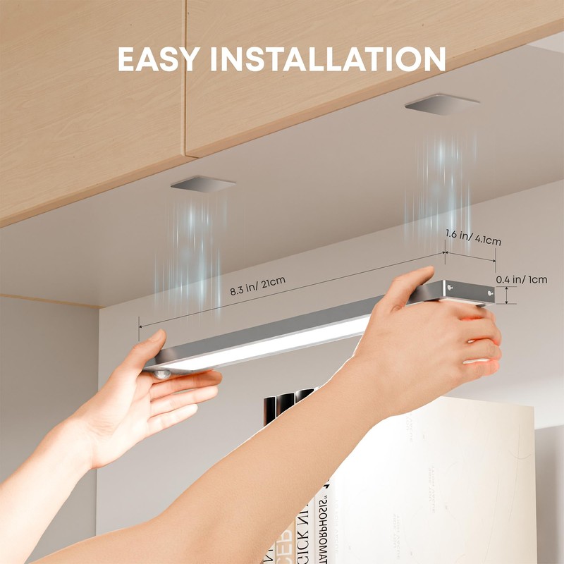 LROLTEF Under Cabinet Kitchen Lights, Motion Sensor Dimmable 21cm 1500mAh