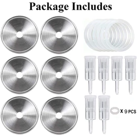 Fermentation Lids, 6 Set Fermentation Kit for Wide Mouth Jars, 6 Stainless Steel Fermenting Lids with 6 Silicone Grommets, 6 Airlocks, 6 Silicone Rings(Jars Not Included)