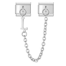 L Initial Letter Name Alphabet Safety Chain Silver 9mm Italian Charm Compatible With Nomination Bracelet