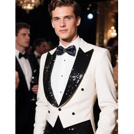 DiBanGu Mens Black Sequin Bow Ties for Men Adjustable Pre-tied Shiny Bowtie and Pocket Square Set for Wedding Prom Party