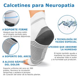 Calcetines de Compresión para Neuropatía, 3 Pares Tobilleras Deportivas de Compresión, Calcetines Fascitis Plantar para Alivio de Calma, Estabiliza el Tobillo, para Mejorar Circulación Sanguínea