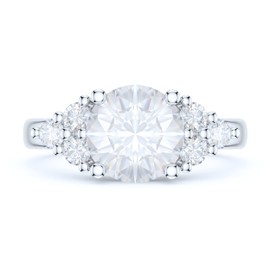 PRSTANI Sterling Silver Triple Three Sidestones 2CT Simulated Round Brilliant Cut Diamond Promise Engagement Ring (9)