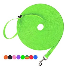 Hi Kiss Dog/Puppy Obedience Recall Training Agility Lead - 15ft 20ft 30ft 50ft 100ft Training Leash - Great for Training, Play, Camping, or Backyard (15 Feet, Green)