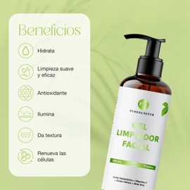 PUREZA NATUR Gel limpiador facial con acido hialuronico, aloe vera y vitamina C | Jabon dermolimpiador (cleansing) para todo tipo de piel 250ml