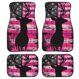 FKELYI Deer Automotive Accessories for Car Purple American Flag Rugs Universal Floor Mats Non-Slip Foot Pads with Rubber Backing Vehicle Interior Decor